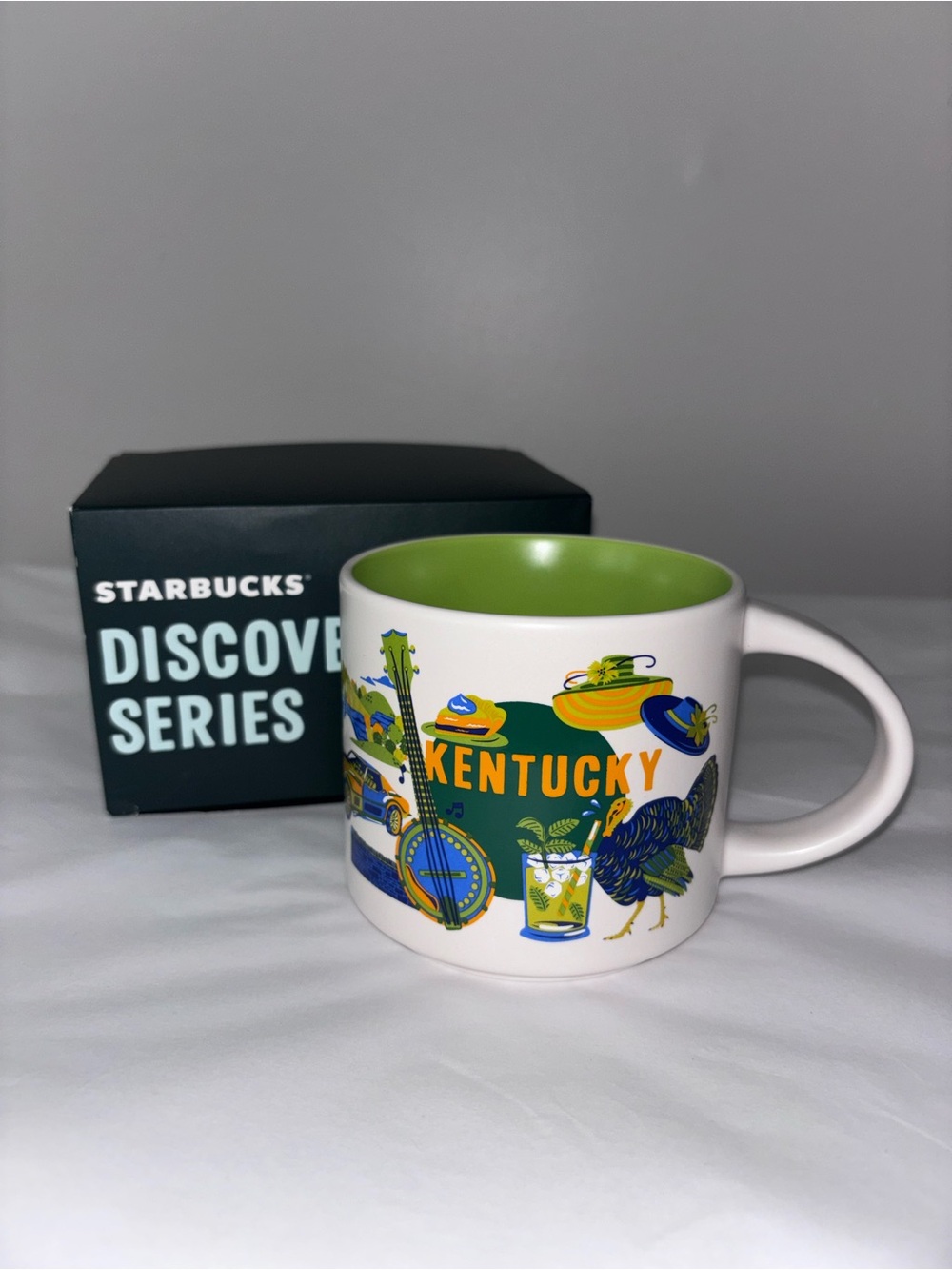 Starbucks NEW Kentucky Discovery Series coffee mug 14 oz green blue IN BOX
